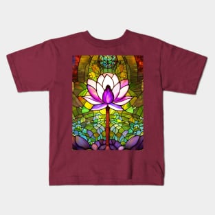 Stained Glass Lotus Flower Kids T-Shirt